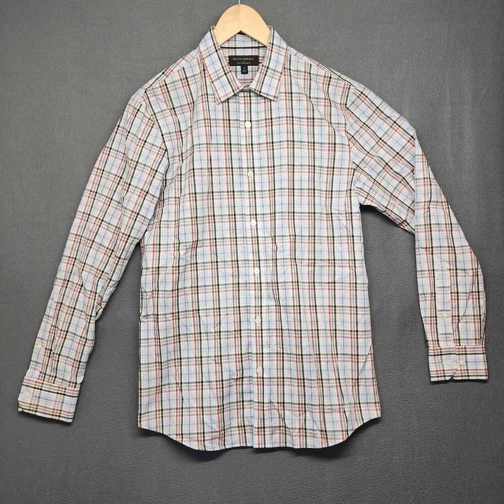 Banana Republic Shirt Mens 15-15.5 Medium 33-34 Slim Fit Long Sleeve Button Up